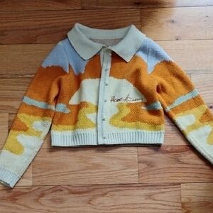 Colorful Knit Cardigan with Embroidered Logo